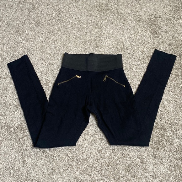 Ci Sono Size M women black pants leggings gold zippers on upper hip - Picture 1 of 7